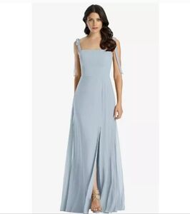 Dessy Collection Blue Sleeveless Slit Maxi Gown